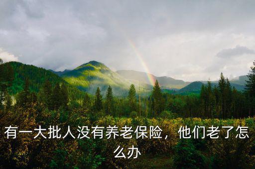 有一大批人沒有養(yǎng)老保險(xiǎn)，他們老了怎么辦