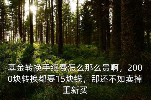 基金轉(zhuǎn)換手續(xù)費(fèi)怎么那么貴啊，2000塊轉(zhuǎn)換都要15塊錢，那還不如賣掉重新買