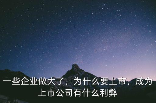 一些企業(yè)做大了，為什么要上市，成為上市公司有什么利弊