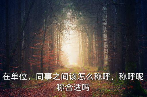 在單位，同事之間該怎么稱呼，稱呼昵稱合適嗎