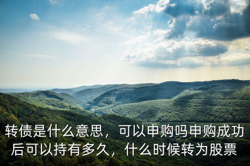 轉(zhuǎn)債是什么意思，可以申購(gòu)嗎申購(gòu)成功后可以持有多久，什么時(shí)候轉(zhuǎn)為股票