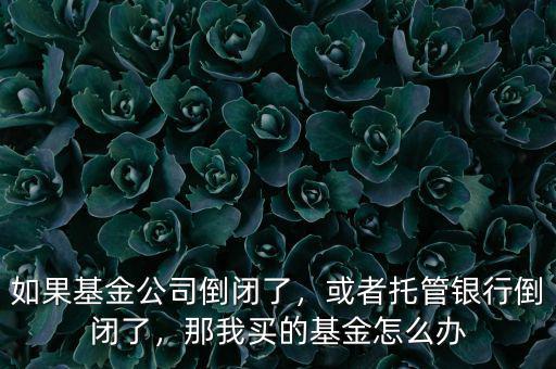 如果基金公司倒閉了，或者托管銀行倒閉了，那我買的基金怎么辦