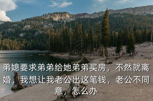 弟媳要求弟弟給她弟弟買房，不然就離婚，我想讓我老公出這筆錢，老公不同意，怎么辦