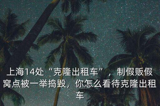 上海14處“克隆出租車”，制假販假窩點(diǎn)被一舉搗毀，你怎么看待克隆出租車