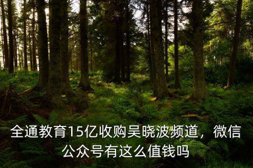 全通教育15億收購吳曉波頻道，微信公眾號有這么值錢嗎