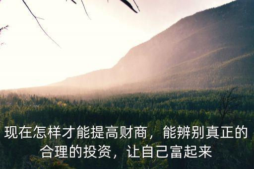 現(xiàn)在怎樣才能提高財(cái)商，能辨別真正的合理的投資，讓自己富起來(lái)
