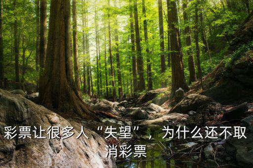 彩票讓很多人“失望”，為什么還不取消彩票