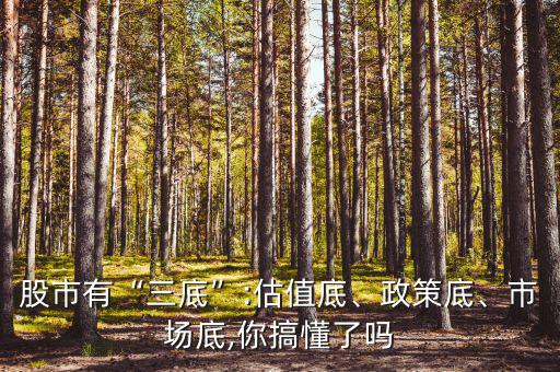 股市有“三底”:估值底、政策底、市場(chǎng)底,你搞懂了嗎