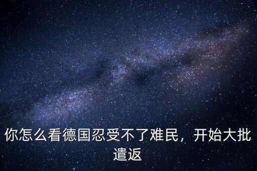 你怎么看德國忍受不了難民，開始大批遣返