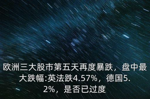 歐洲三大股市第五天再度暴跌，盤中最大跌幅:英法跌4.57%，德國5.2%，是否已過度