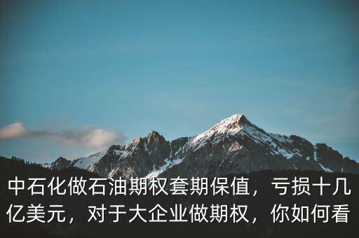 中石化做石油期權(quán)套期保值，虧損十幾億美元，對于大企業(yè)做期權(quán)，你如何看