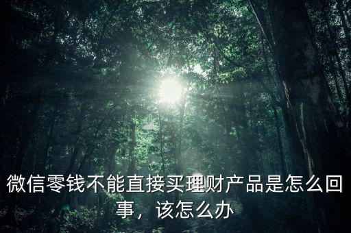 微信零錢不能直接買理財(cái)產(chǎn)品是怎么回事，該怎么辦