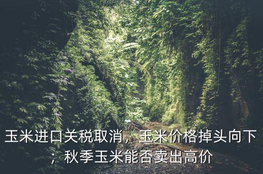玉米進(jìn)口關(guān)稅取消，玉米價(jià)格掉頭向下；秋季玉米能否賣出高價(jià)