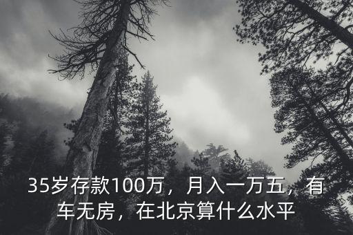 35歲存款100萬(wàn)，月入一萬(wàn)五，有車無(wú)房，在北京算什么水平