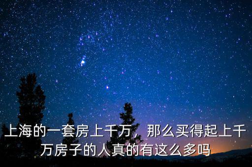 上海的一套房上千萬(wàn)，那么買得起上千萬(wàn)房子的人真的有這么多嗎