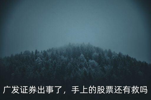 廣發(fā)證券出事了，手上的股票還有救嗎