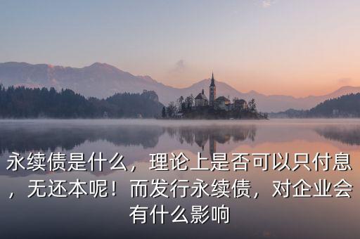 永續(xù)債是什么，理論上是否可以只付息，無還本呢！而發(fā)行永續(xù)債，對企業(yè)會有什么影響