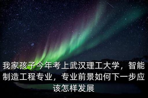我家孩子今年考上武漢理工大學(xué)，智能制造工程專業(yè)，專業(yè)前景如何下一步應(yīng)該怎樣發(fā)展