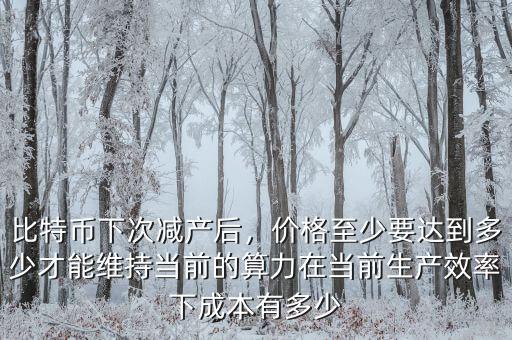 比特幣下次減產(chǎn)后，價格至少要達(dá)到多少才能維持當(dāng)前的算力在當(dāng)前生產(chǎn)效率下成本有多少