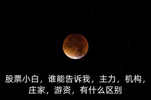 股票小白，誰能告訴我，主力，機構(gòu)，莊家，游資，有什么區(qū)別