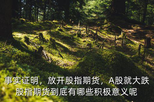 事實(shí)證明，放開股指期貨，A股就大跌股指期貨到底有哪些積極意義呢