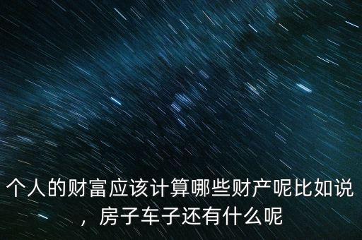 個(gè)人的財(cái)富應(yīng)該計(jì)算哪些財(cái)產(chǎn)呢比如說，房子車子還有什么呢
