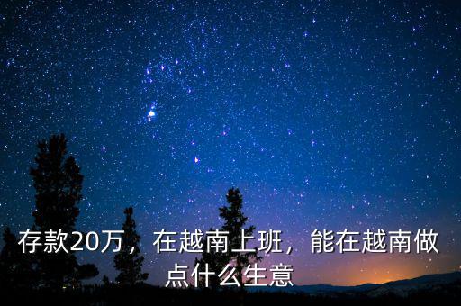 存款20萬，在越南上班，能在越南做點(diǎn)什么生意