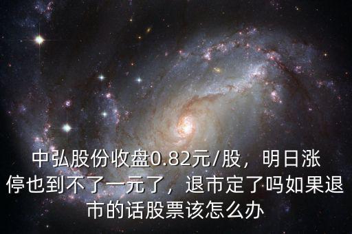 中弘股份收盤0.82元/股，明日漲停也到不了一元了，退市定了嗎如果退市的話股票該怎么辦