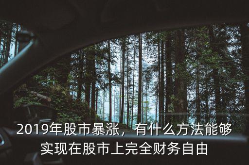 2019年股市暴漲，有什么方法能夠?qū)崿F(xiàn)在股市上完全財務(wù)自由