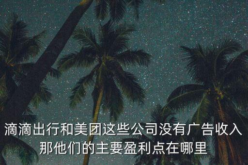 滴滴出行和美團(tuán)這些公司沒(méi)有廣告收入那他們的主要盈利點(diǎn)在哪里