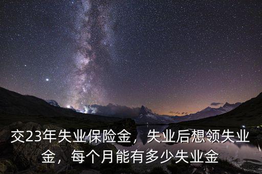 交23年失業(yè)保險金，失業(yè)后想領失業(yè)金，每個月能有多少失業(yè)金