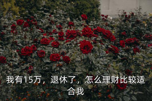 我有15萬，退休了，怎么理財(cái)比較適合我