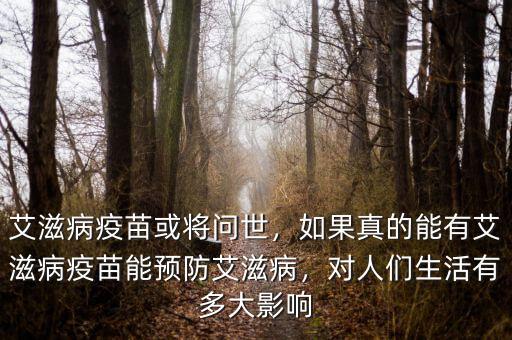 艾滋病疫苗或?qū)柺溃绻娴哪苡邪滩∫呙缒茴A防艾滋病，對人們生活有多大影響
