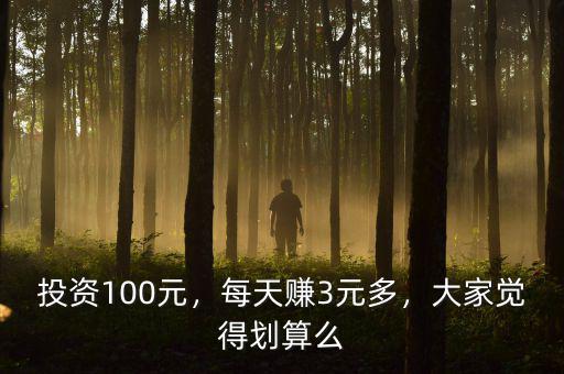 投資100元，每天賺3元多，大家覺得劃算么