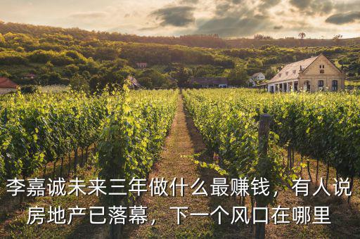 李嘉誠(chéng)未來三年做什么最賺錢，有人說房地產(chǎn)已落幕，下一個(gè)風(fēng)口在哪里