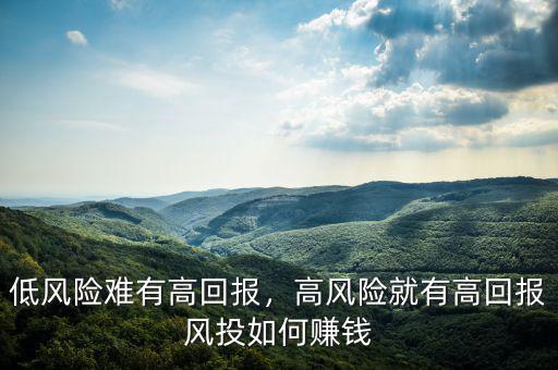 低風(fēng)險難有高回報，高風(fēng)險就有高回報風(fēng)投如何賺錢