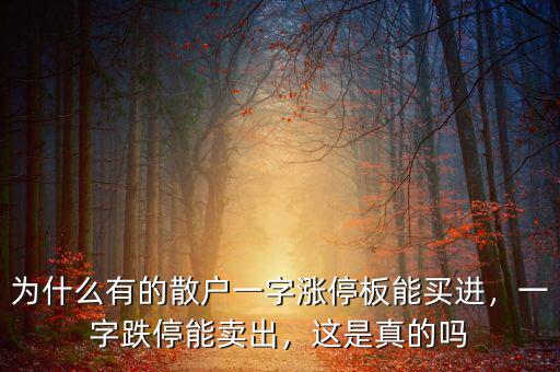 為什么有的散戶一字漲停板能買進，一字跌停能賣出，這是真的嗎