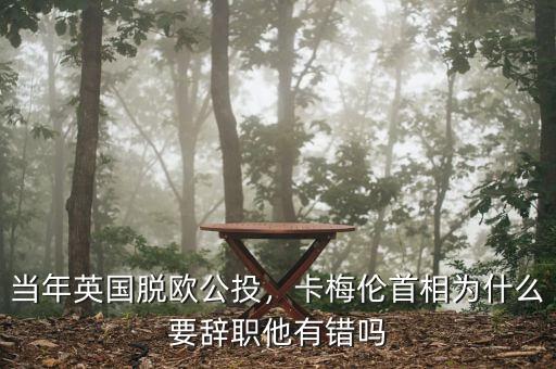 當(dāng)年英國脫歐公投，卡梅倫首相為什么要辭職他有錯嗎