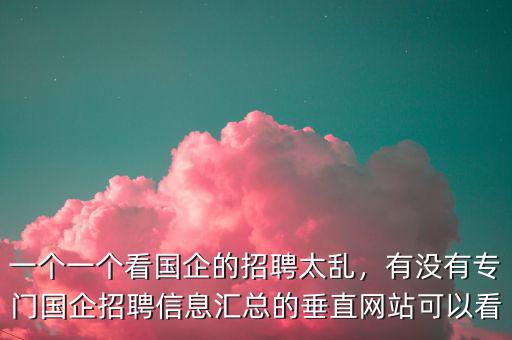 一個一個看國企的招聘太亂，有沒有專門國企招聘信息匯總的垂直網(wǎng)站可以看