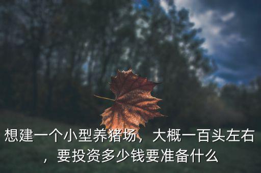 想建一個(gè)小型養(yǎng)豬場，大概一百頭左右，要投資多少錢要準(zhǔn)備什么