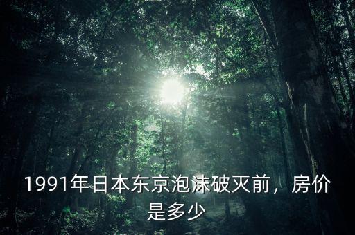 1991年日本東京泡沫破滅前，房?jī)r(jià)是多少