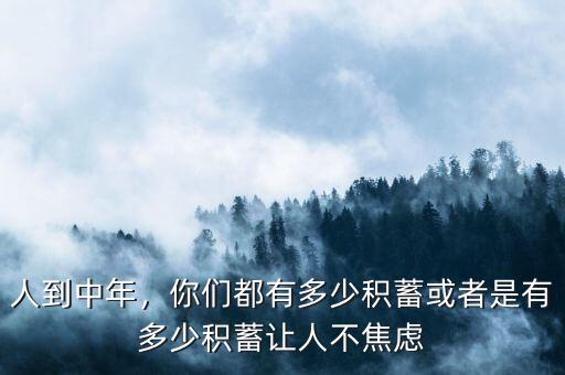 人到中年，你們都有多少積蓄或者是有多少積蓄讓人不焦慮