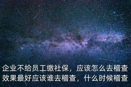 企業(yè)不給員工繳社保，應該怎么去稽查效果最好應該誰去稽查，什么時候稽查
