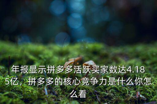 年報(bào)顯示拼多多活躍買家數(shù)達(dá)4.185億，拼多多的核心競(jìng)爭(zhēng)力是什么你怎么看