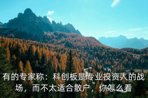 有的專家稱：科創(chuàng)板是專業(yè)投資人的戰(zhàn)場，而不太適合散戶，你怎么看