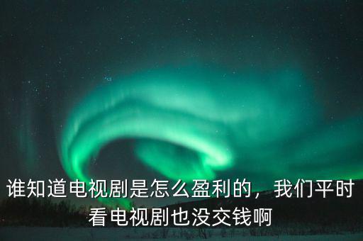 誰知道電視劇是怎么盈利的，我們平時(shí)看電視劇也沒交錢啊