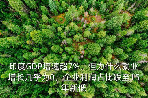 印度GDP增速超7%，但為什么就業(yè)增長(zhǎng)幾乎為0，企業(yè)利潤(rùn)占比跌至15年新低