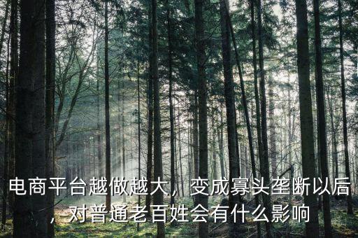 電商平臺(tái)越做越大，變成寡頭壟斷以后，對(duì)普通老百姓會(huì)有什么影響