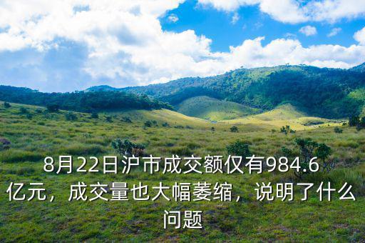 8月22日滬市成交額僅有984.6億元，成交量也大幅萎縮，說明了什么問題