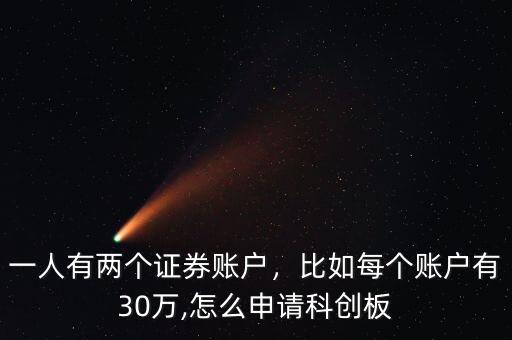 一人有兩個證券賬戶，比如每個賬戶有30萬,怎么申請科創(chuàng)板